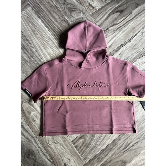 Alphalete Woman’s ELMTS Half Sleeve Crop Hoodie - Mauve , Size Small - Picture 3 of 8